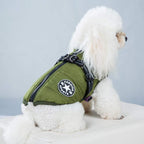 Army Green Winter Waterproof Dog Jacket with Harness, Comfortable Padded Puffer Vest for Small and Medium Breeds, Size M with Reflective Trim