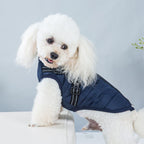 Army Green Winter Waterproof Dog Jacket with Built-in Harness, Warm Padded Cotton Vest for Small and Medium Breeds, Size S with Reflective Safety Strips