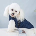 Blue Winter Waterproof Dog Jacket with Built-in Harness, Zipper Fastening and Soft Coral Fleece Lining, Size M for Medium Dogs with Reflective Safety Design
