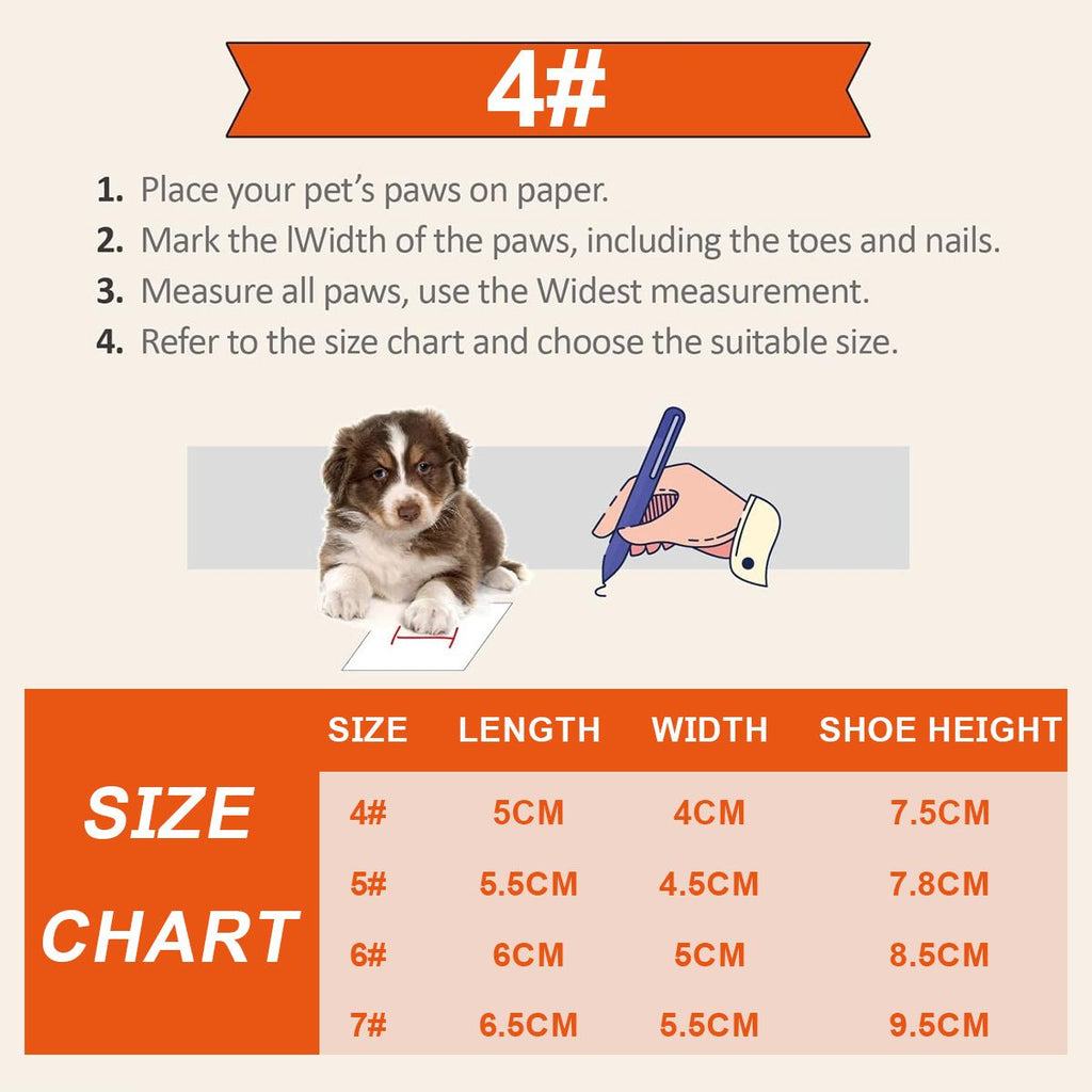 Black Dog Boots Paw Protectors with Reflective Straps, Non-Slip Nylon Cotton Shoes 4 Pieces for Small Medium Dogs, Adjustable Sizes 4-7 for Outdoor Walking