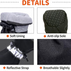 Black Dog Boots Paw Protectors with Reflective Straps, Non-Slip Nylon Cotton Shoes 4 Pieces for Small Medium Dogs, Adjustable Sizes 4-7 for Outdoor Walking