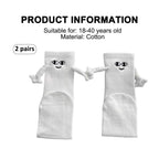 White and Black Magnetic Couple Socks 2 Pairs, Cute Hand-Holding Design with Magnets, Soft Breathable Cotton for Fun Gifts and Party Favors