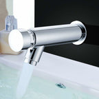 Modern Self-closing Brass Bathroom Sink Faucet, G1/2 Thread, cold water use, water-saving flow, ceramic cartridge, Chrome Finish