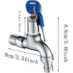 Anti-theft Faucet for Outdoor, Anti-theft Brass Faucet, Lockable Outdoor Faucet, for Washing Machine in Garden, scratch-resistant, Silver Finish