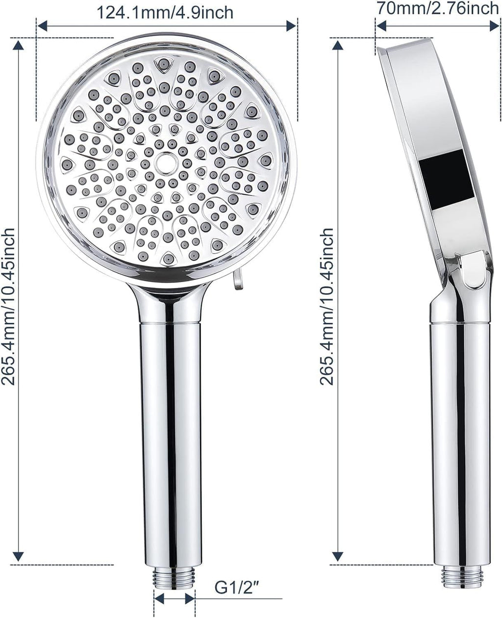 Cobbe Shower Head With Filter- High Pressure Bathroom Nozzle With 6 Spray Modes, Large Strong Flow Rain for Hard Water Filter, Chrome Finish