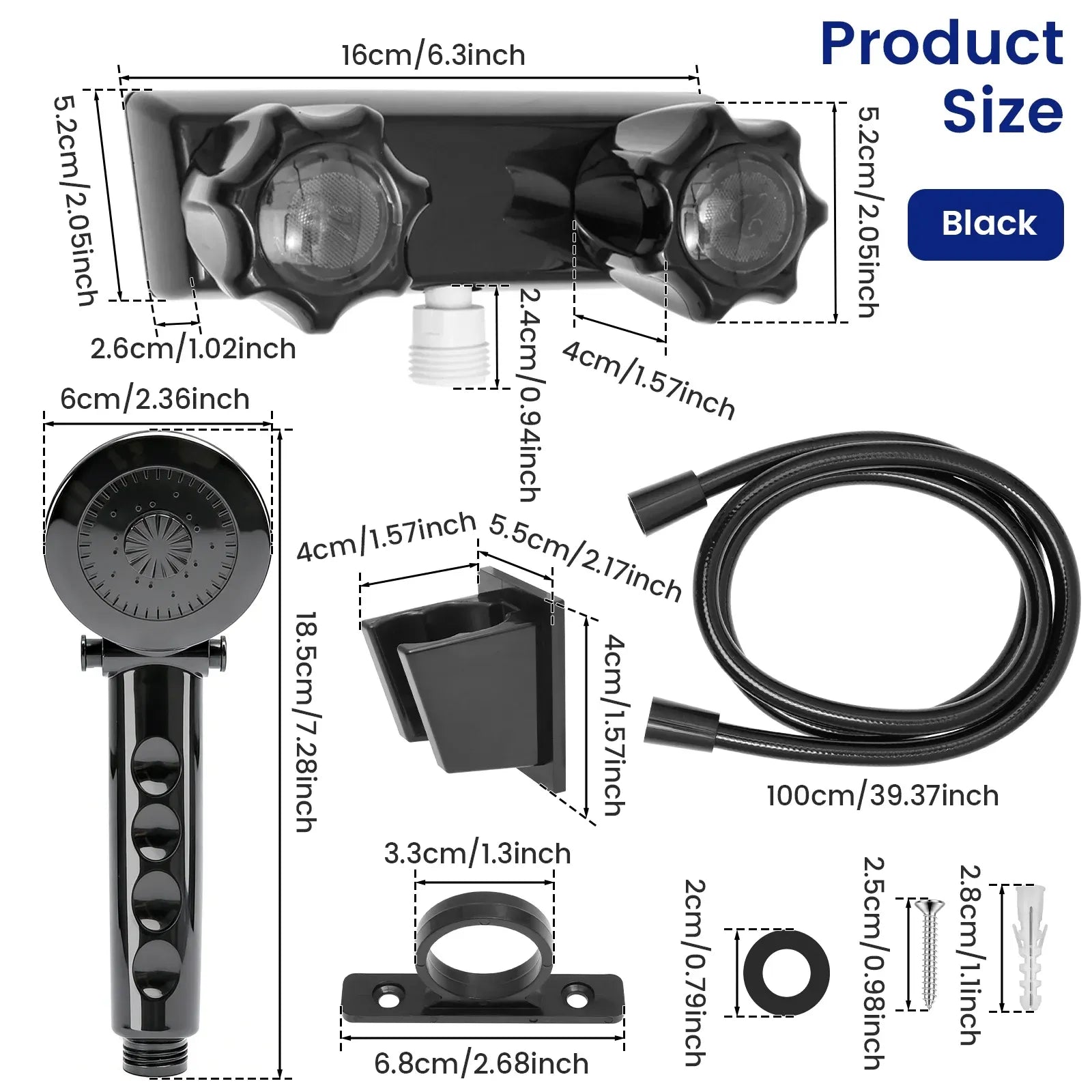 RV Shower Faucet Set with Handheld Showerhead and Hose, 4 Inch Metal Fixture for Camper Trailer, Black, for RV Camper Trailer and Mobile Home Use