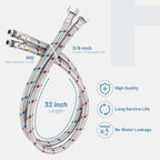 Bathroom Kitchen Faucet Connector Hoses, Braided Stainless Steel Supply Lines, 3/8 Inch Female x M10 Male, 32 Inch, 2 Pack