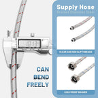 Bathroom Kitchen Faucet Connector Hoses, Braided Stainless Steel Supply Lines, 3/8 Inch Female x M10 Male, 32 Inch, 2 Pack