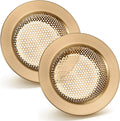 Kitchen Sink Strainer 2 Pack, Stainless Steel Drain Basket Cover Food and Hair Catcher for Kitchen Sink, Champagne Bronze, 4.4 Inch