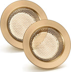 Kitchen Sink Strainer 2 Pack, Stainless Steel Drain Basket Cover Food and Hair Catcher for Kitchen Sink, Champagne Bronze, 4.4 Inch