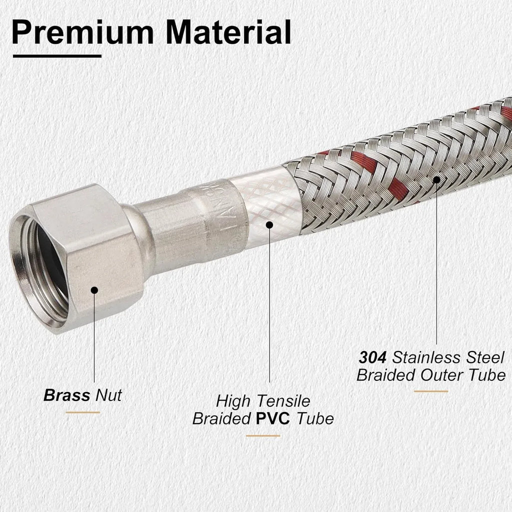 Faucet Supply Lines Braided Stainless Steel 3/8 Comp x M10 Male Connector for Faucet Installation 40 Inch 2 Pack
