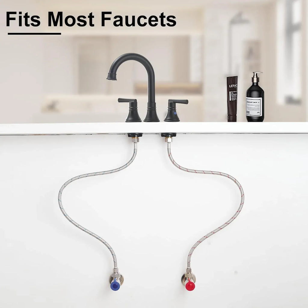 Faucet Supply Lines Braided Stainless Steel 3/8 Comp x M10 Male Connector for Faucet Installation 40 Inch 2 Pack