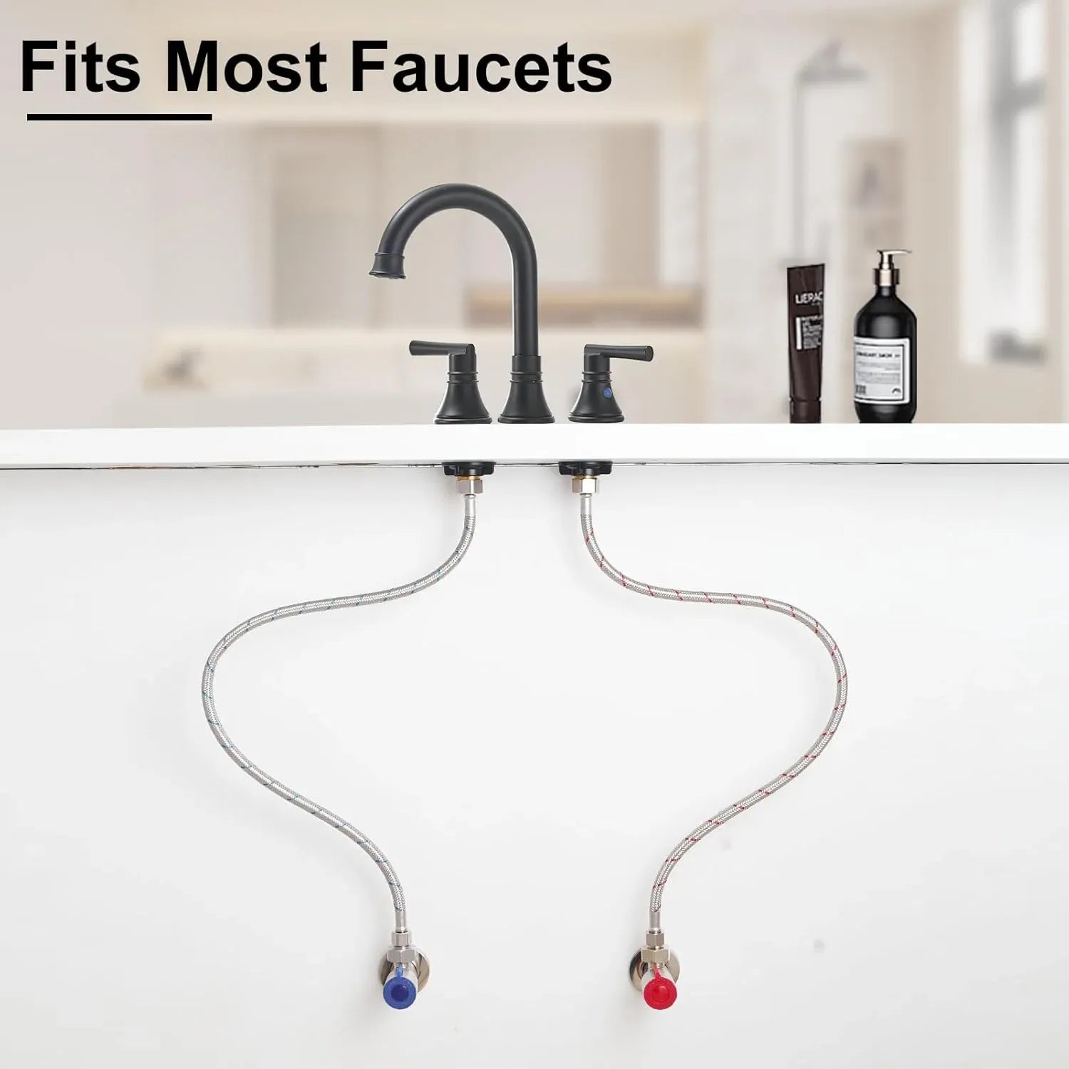 Faucet Supply Lines Braided Stainless Steel 3/8 Comp x M10 Male Connector for Faucet Installation 40 Inch 2 Pack