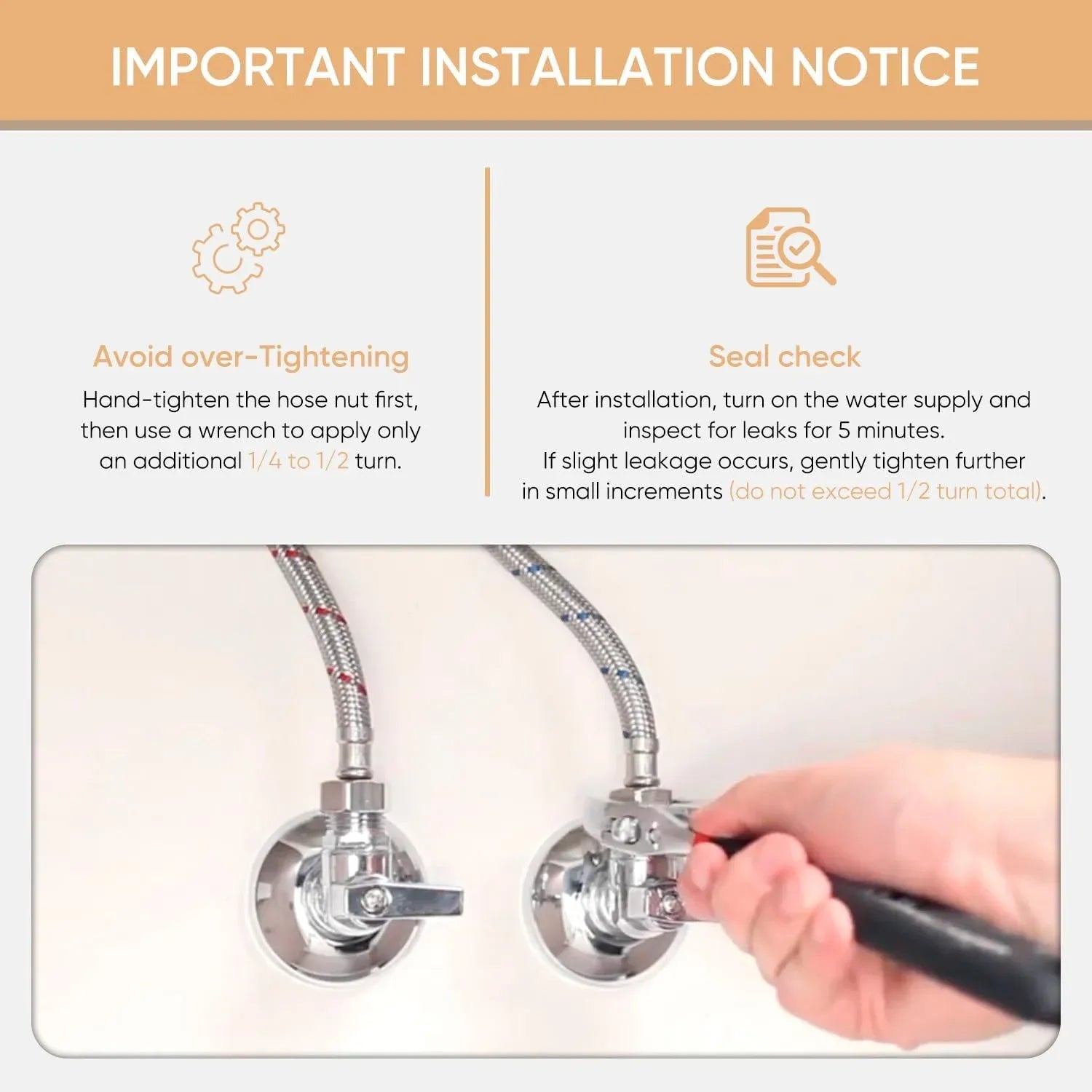 Faucet Supply Lines Braided Stainless Steel 3/8 Comp x M10 Male Connector for Faucet Installation 40 Inch 2 Pack