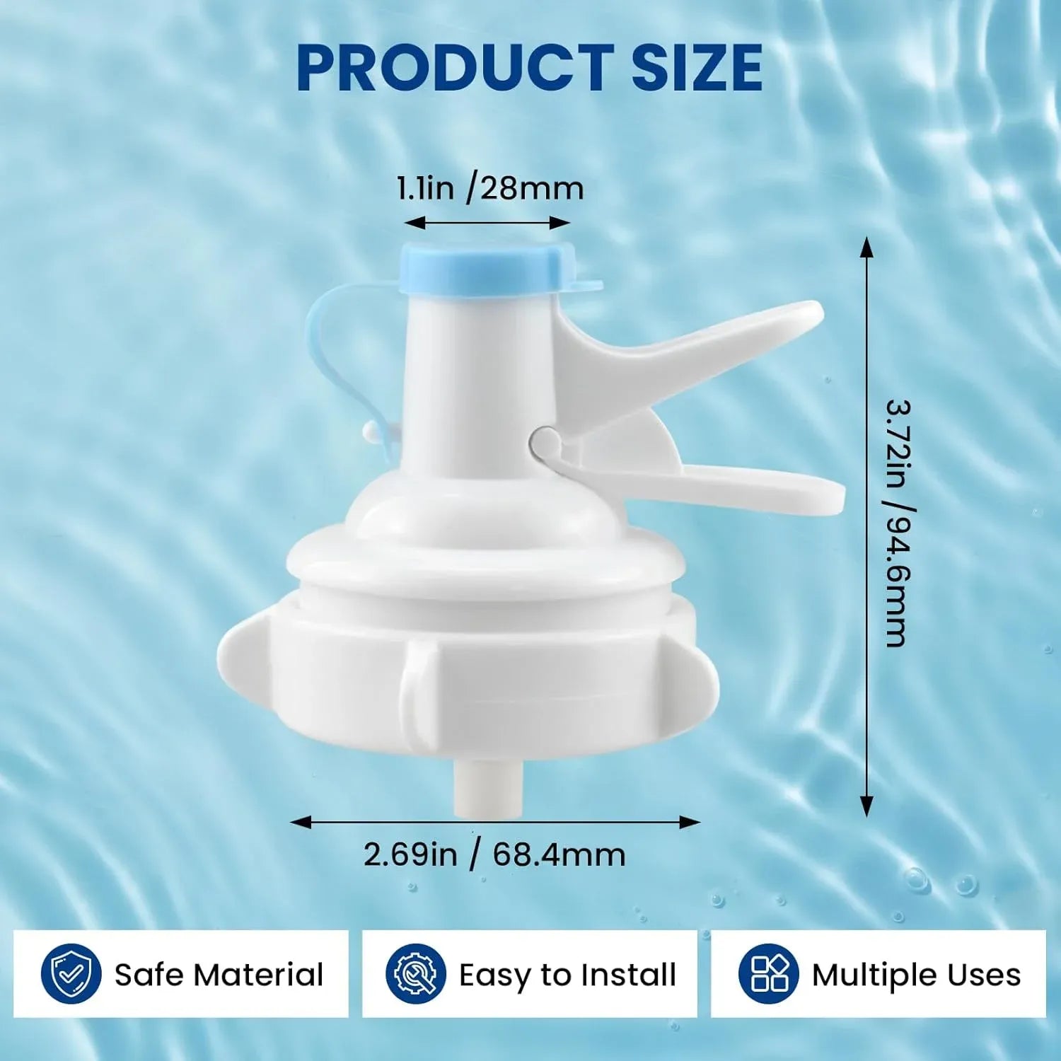 5 Gallon Water Dispenser Valve Reusable Plastic Spigot Faucet for 55mm Non Threaded Crown Top Jugs and Bottles, 2 Pack