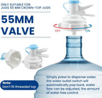 5 Gallon Water Dispenser Valve Reusable Plastic Spigot Faucet for 55mm Non Threaded Crown Top Jugs and Bottles, 2 Pack