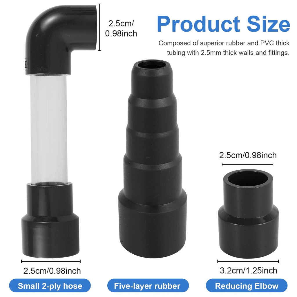 Vacuum Hose To PVC Pipe Adapter, HVAC Drain Line Cleaner Attachment for AC Condensate Drain Cleaning, Black, 2 Pack