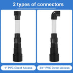 Vacuum Hose To PVC Pipe Adapter, HVAC Drain Line Cleaner Attachment for AC Condensate Drain Cleaning, Black, 2 Pack