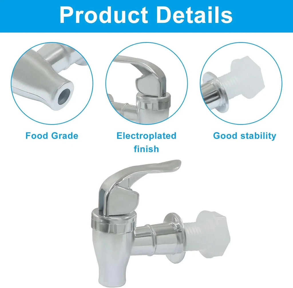 2 Pack Universal Plastic Beverage Dispenser Spigot Replacement, Leak Proof Faucet for Water Coolers, Party Jugs and Home Brewing