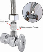 2 Pack Pipe Fitting Reducer Bushing, Nickel Plated Brass, 1/2 G Male to 3/8 Compression Female for Plumbing Connections