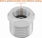 2 Pack Pipe Fitting Reducer Bushing, Nickel Plated Brass, 1/2 G Male to 3/8 Compression Female for Plumbing Connections