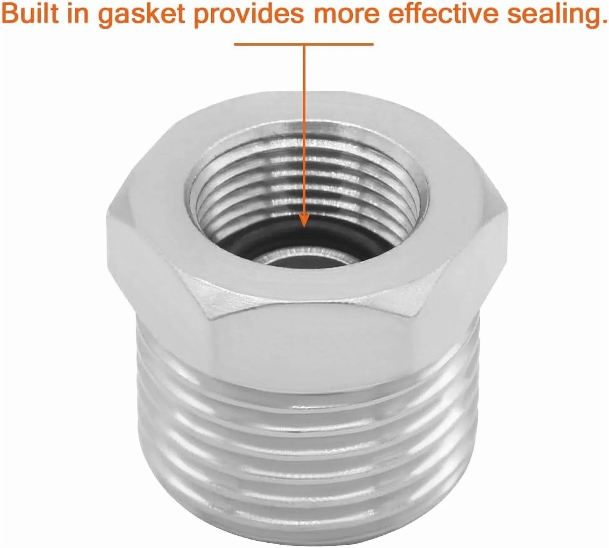 2 Pack Pipe Fitting Reducer Bushing, Nickel Plated Brass, 1/2 G Male to 3/8 Compression Female for Plumbing Connections