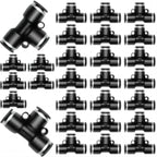 28 Pieces 1/4 Push to Connect Pneumatic Tee Union Fittings, Plastic T Shaped Quick Connect Air Hose Fittings for Air Line, Black 1/4 Inch OD