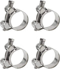 4 Pack 1 Inch T Bolt Hose Clamps, Heavy Duty Stainless Steel, for 26mm to 28mm ID Hoses, Silver, Stainless Steel Construction