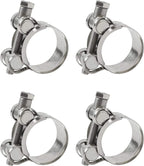 4 Pack 1 Inch T Bolt Hose Clamps, Heavy Duty Stainless Steel, for 26mm to 28mm ID Hoses, Silver, Stainless Steel Construction
