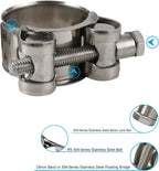 4 Pack 1 Inch T Bolt Hose Clamps, Heavy Duty Stainless Steel, for 26mm to 28mm ID Hoses, Silver, Stainless Steel Construction