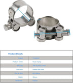 4 Pack 1 Inch T Bolt Hose Clamps, Heavy Duty Stainless Steel, for 26mm to 28mm ID Hoses, Silver, Stainless Steel Construction