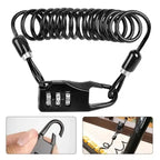 Reliable Professional Helmet Lock Portable Steel Cable Lock 3-Digit Password Combination, Black Color, Great Value