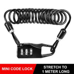 Reliable Professional Helmet Lock Portable Steel Cable Lock 3-Digit Password Combination, Black Color, Great Value