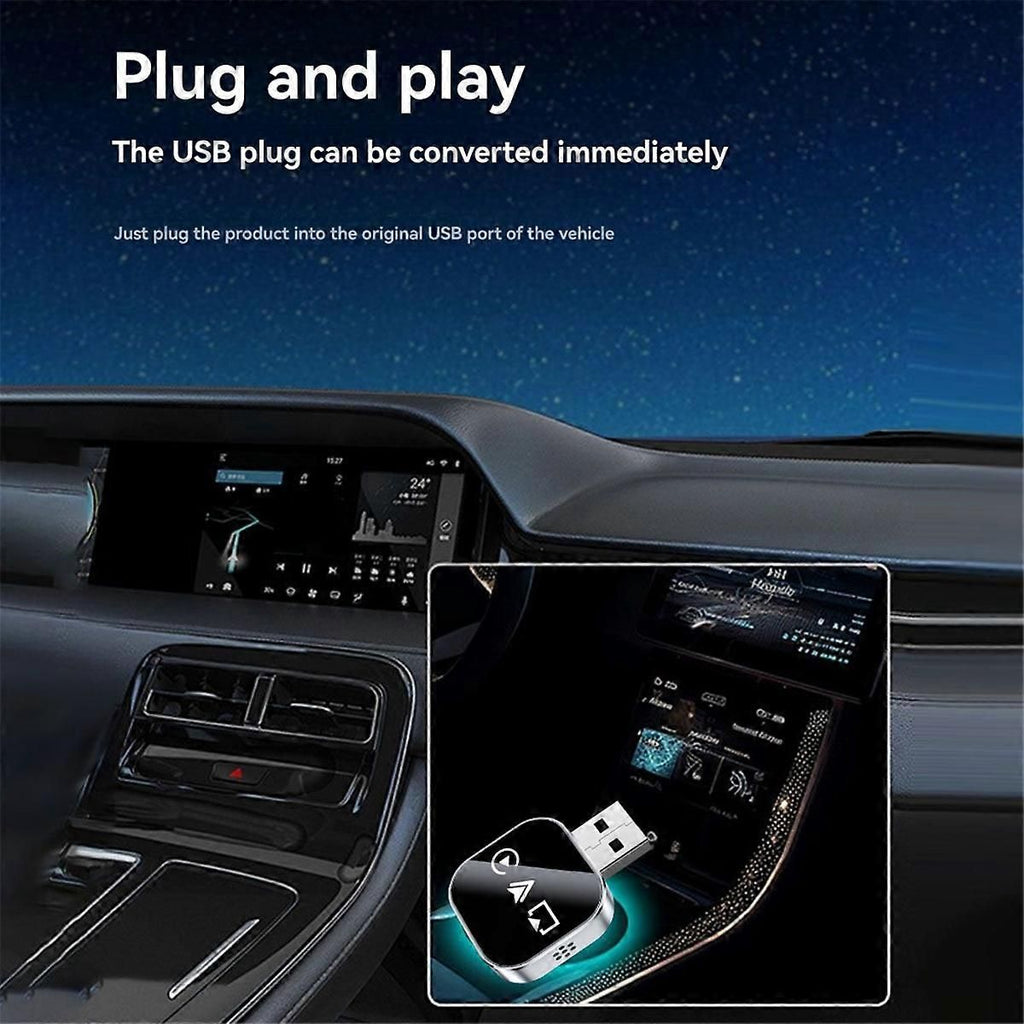 3-in-1 Wireless CarPlay Adapter Smart CarPlay AirPlay Android Auto USB Dongle Wired CarPlay to Wireless, Metal material, Black/Silver Color Options