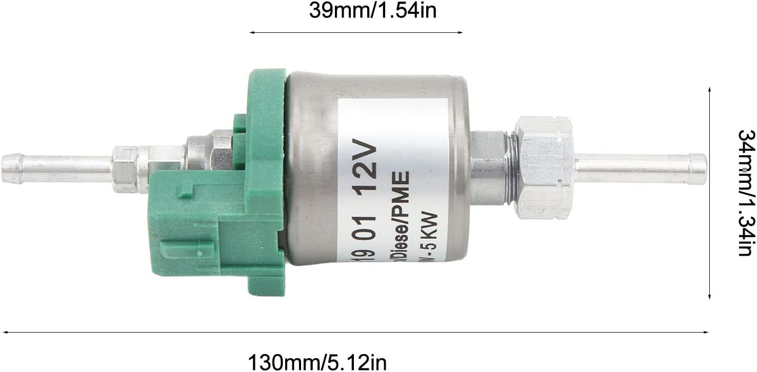Fuel Pump, 12V Diesel Heater Fuel Pump 1-5KW 28ml Low Noise Strong Seal for Eberspacher Airtronic D2 D4, Stainless Steel + ABS material