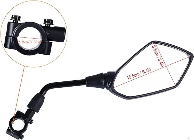 Universal Rearview Mirrors for Motorcycle - Side Mirror - Mirror, ABS + Steel material, direct exterior replacement