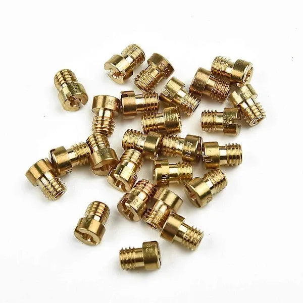 25 pcs Main Jets 55-115 M5 Compatible with Dellorto PHBG 21 19.5 19 SHA 13 14 15 16 19 20 SHBC 19 5mm Carburetor Main Jet Set Parts