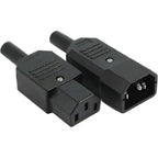 1 pair AC250V 10A IEC C14 male C13 female, 3 pin terminals Inline adapter contact power socket, Copper material