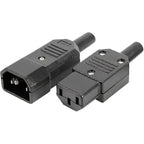 1 pair AC250V 10A IEC C14 male C13 female, 3 pin terminals Inline adapter contact power socket, Copper material