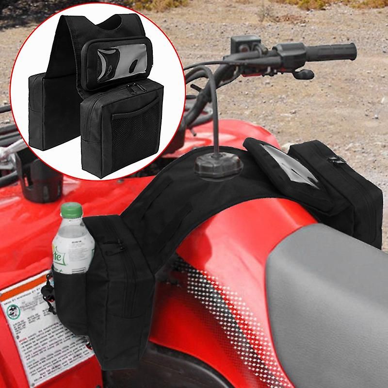 Atv Utv Motorcycle Atv Tank Saddle Bag With Waterproof Phone Storeage Bag Storage Pack Luggage Bag, dashboard mounting, Black Color