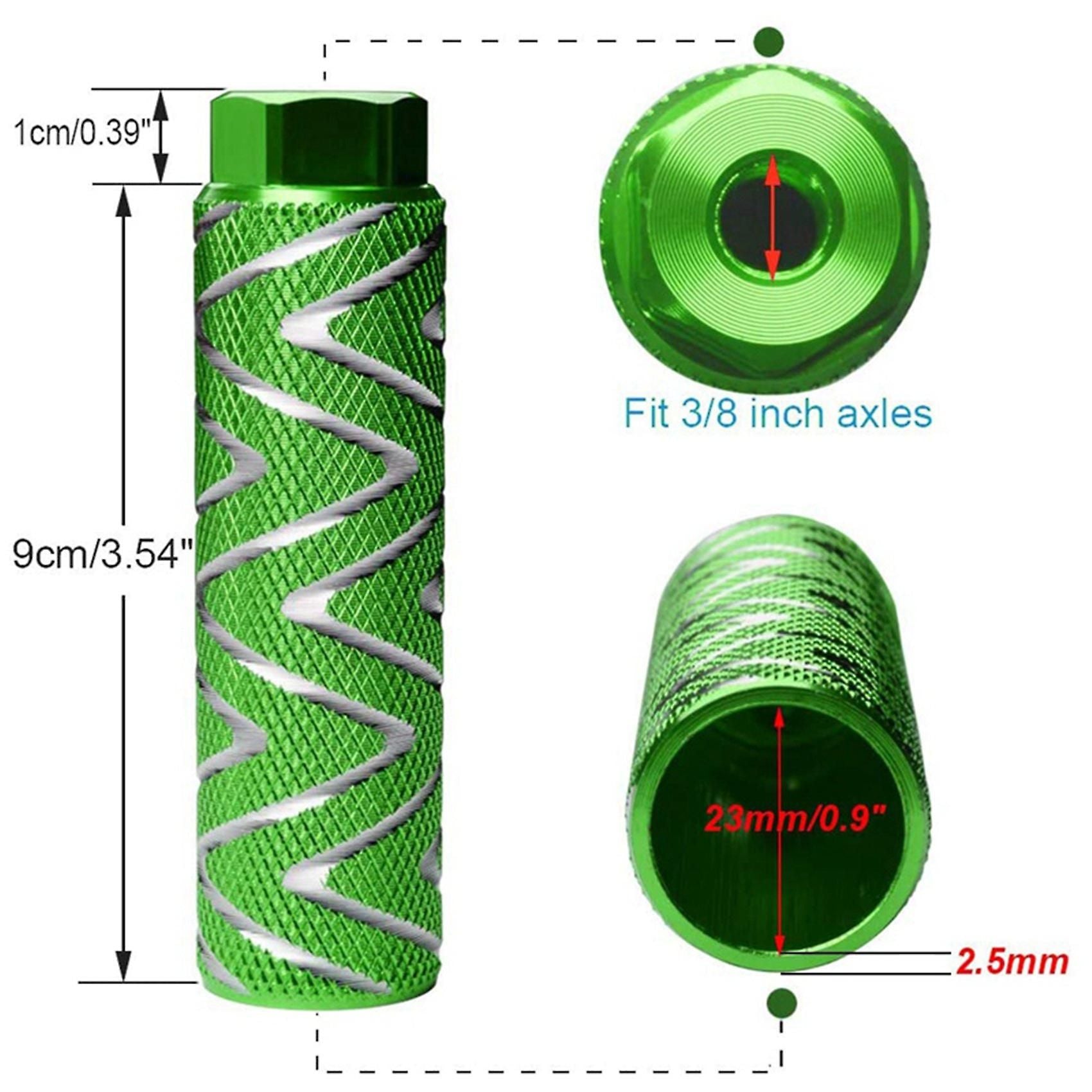 4 pcs Aluminum Alloy Bike Pegs Bmx Pedals Fit 3/8 Inch Axles Bicycle Back Pedals, automotive replacement use, Green Color