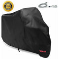 Motorcycle Cover XL 245x105x125 cm Black Waterproof Outdoor Indoor Compatible with Harley-Davidson Honda Suzuki, Black/Red Color Options