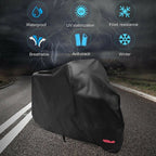 Motorcycle Cover XL 245x105x125 cm Black Waterproof Outdoor Indoor Compatible with Harley-Davidson Honda Suzuki, Black/Red Color Options