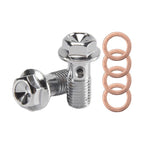 Motorcycle Stainless Steel M10 X 1.25 Banjo Bolts Brake Master Cylinder Screw Hose Hydraulic Clutch Caliper Bolt, Stainless Steel + Copper material