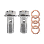 Motorcycle Stainless Steel M10 X 1.25 Banjo Bolts Brake Master Cylinder Screw Hose Hydraulic Clutch Caliper Bolt, Stainless Steel + Copper material
