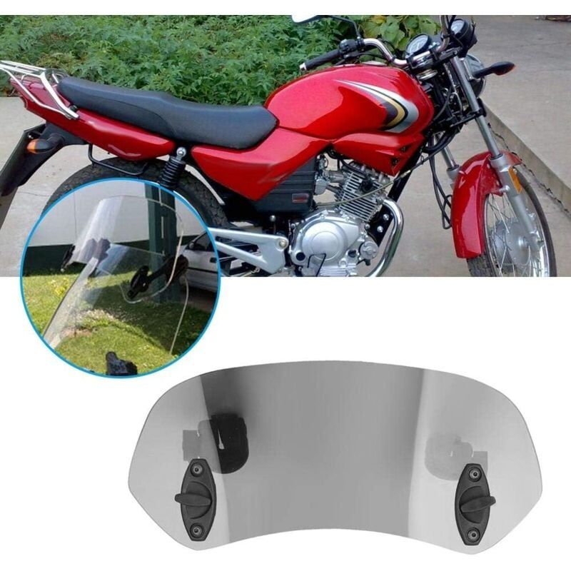 Motorcycle Windshield Adjustable Clip On Windscreen Wind Deflector Windshield Accessories for Motorcycle Tawny, Rubber material