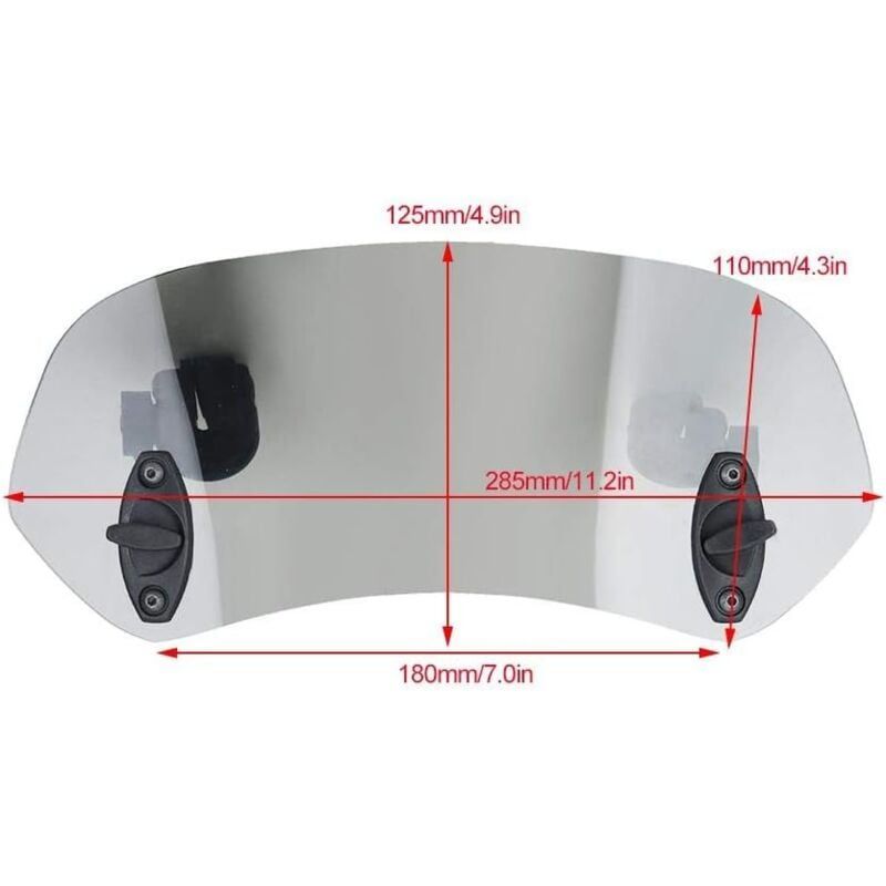 Motorcycle Windshield Adjustable Clip On Windscreen Wind Deflector Windshield Accessories for Motorcycle Tawny, Rubber material