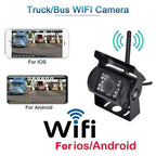 WIFI HD Wireless Truck Backup Camera, 12V-24V, 170 degree Wide Angle, 50m Range, Night Vision, Waterproof IP67, Metal material, White Color