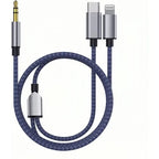 Braided Nylon USB C & Lightning to 3.5mm Jack Audio Adapter Aux Cable, wireless audio upgrade, vehicle stereo use