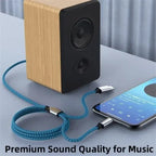 Braided Nylon USB C & Lightning to 3.5mm Jack Audio Adapter Aux Cable, wireless audio upgrade, vehicle stereo use